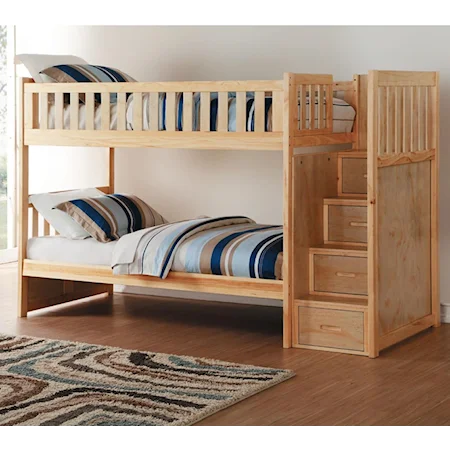 Twin-Over-Twin Bunk Bed with Stair Storage